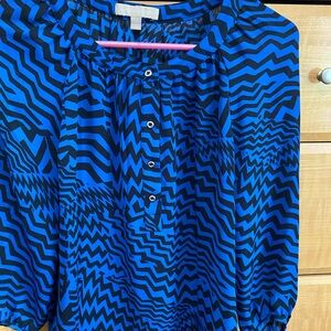 Banana Republic Blue Zigzag Blouse Top XS